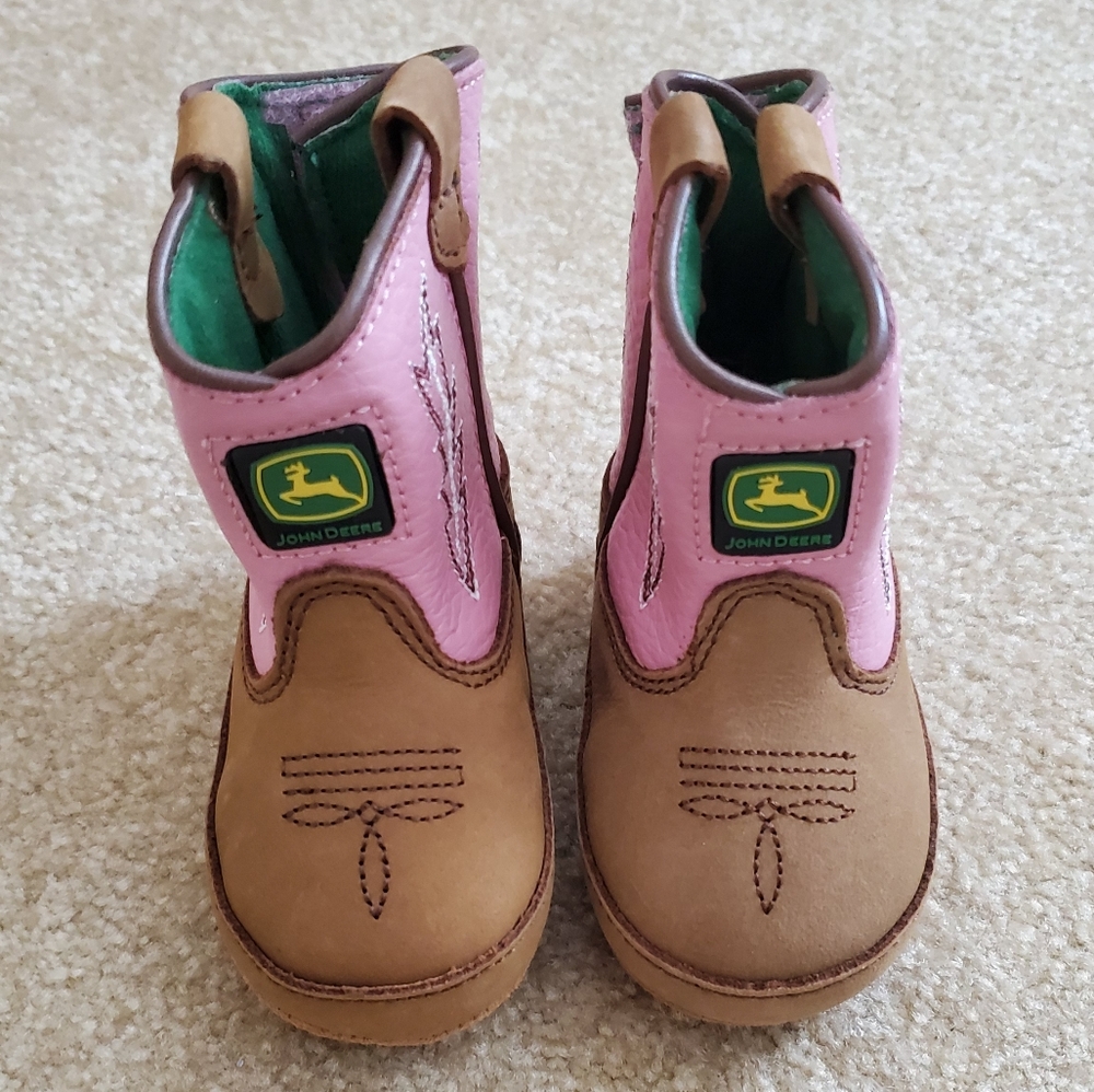 1 Month Pink John Deere Cowgirl Boots NEW!